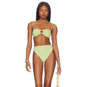 Tularosa Green Moss Luella Bead Accent Bikini Top size XL EUC
